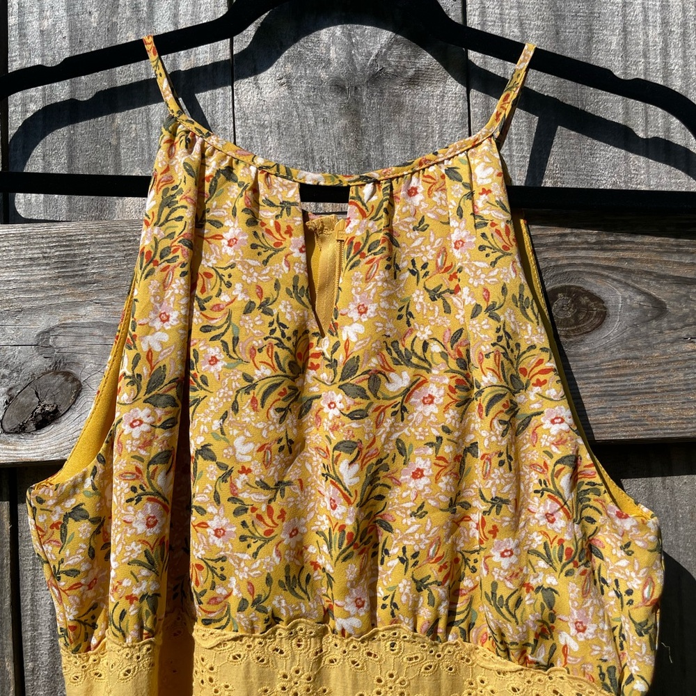 Miami Yellow Floral Midi Dress Size M - Picture 2 of 8